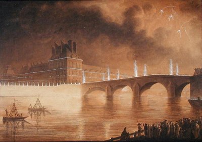 Belysning af kajen og Pont des Tuileries af Francesco Piranesi