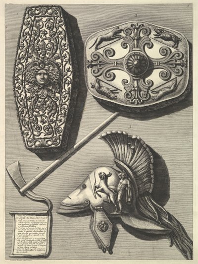 Dele i stort restaureret af Trofei de Ottaviano Augusto Restaureret detalje af Tro ..., ca. 1753. af Francesco Piranesi