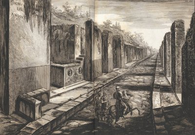 Udsigt fra gaden, der kommer ind under porten til byen Pompeji, med foden pa..., 1804. af Francesco Piranesi