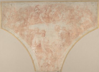 Splidens æble kastet af Eris ved ægteskabet mellem Peleus og Thetis: Study for Fresco..., 1504-70. af Francesco Primaticcio