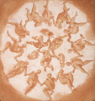 Timedans og tre putti med overflødighedshorn af Francesco Primaticcio