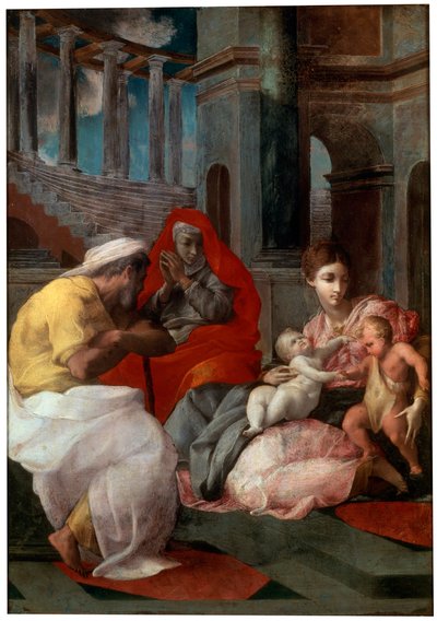 Den hellige familie med Johannes Døberen og Saint Elizabeth, 1541 af Francesco Primaticcio