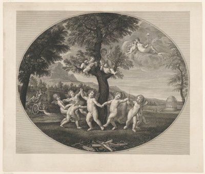 Putti danser om et træ af Francesco Rosaspina