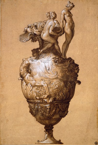 Design for en Ewer, midten af 1500-tallet af Francesco Salviati