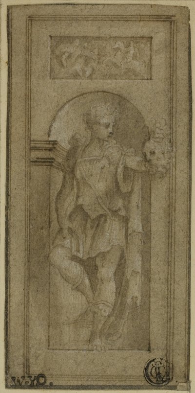 Nichestatue af David med Goliat-hovedet af Francesco Salviati