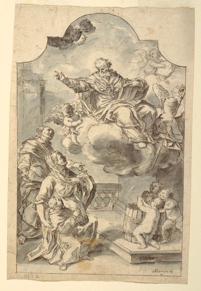 Et votivbillede af en dreng præsenteret af sine forældre til St. Nicholas af Bari af Francesco Saverio Mergolo