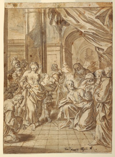 Tegning, Kristus og den utro kvinde, 1750-60 af Francesco Saverio Mergolo