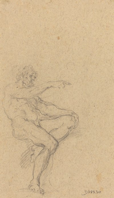 En siddende nøgen mand, der peger til højre af Francesco Solimena