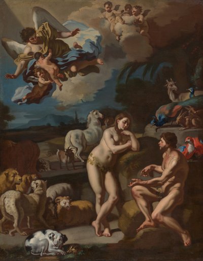 Adam og Eva i Paradis af Francesco Solimena