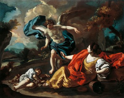 Hagar og Ismael, af Francesco de Mura (1696-1782), olie på lærred, 73x98 cm af Francesco Solimena