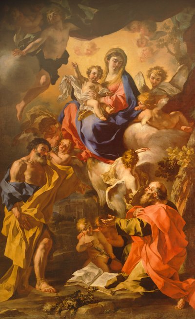 Madonna og barn mellem Sankt Peter og Sankt Paul af Francesco Solimena (1657-1747) af Francesco Solimena