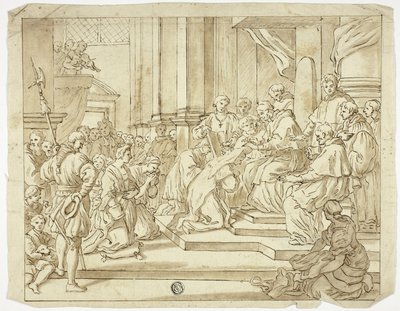 Paven velsigner nonne af Francesco Solimena