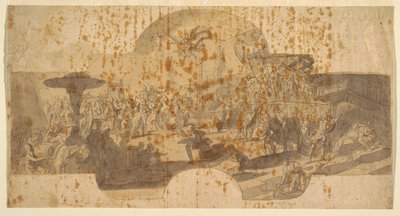 Undersøgelse til en fresko til senatets sal, Genova: Relikvier af St. John Baptist bringes til Genova af Francesco Solimena