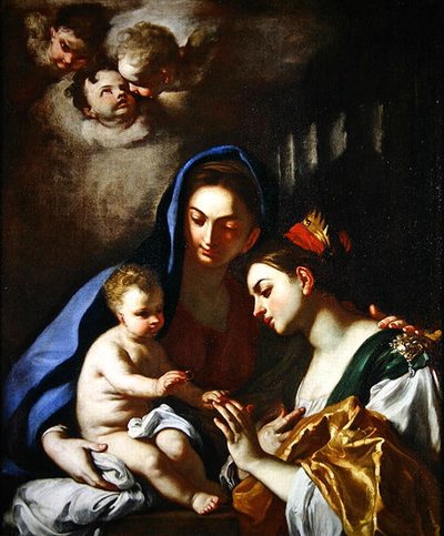 The Mystic Marriage of St. Catherine (olie på lærred) af Francesco Solimena