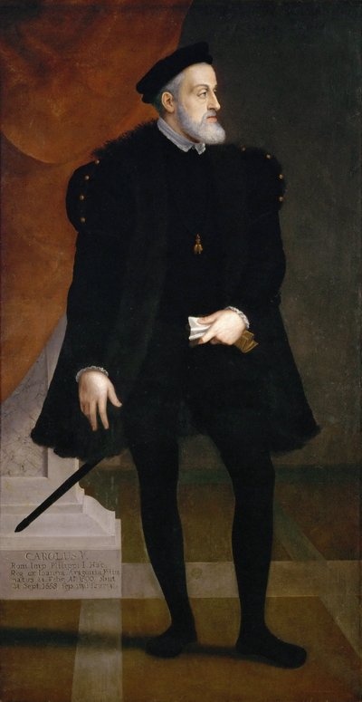 Portræt af kejser Karl V (1500-1558) - Francesco Terzio (Terzi) (ca. 1523-1591). Olie på lærred, ca. 1550. Mål : 204x108 cm. Kunsthistorisk Museum, Vienne af Francesco Terzio