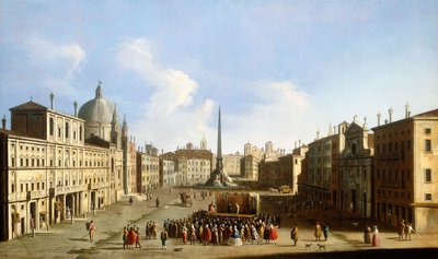 Piazza Navona, Rom, med en Commedia dell "Arte Performance, af Francesco Tironi