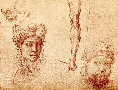 Hoved- og benstudier af Francesco Ubertini Bacchiacca