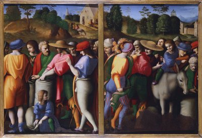 Tarinat Josephista, Bacchiacca (1494-1557), öljy paneelille, siirretty kankaalle af Francesco Ubertini Il Bacchiacca