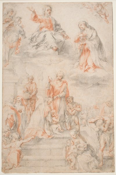 Sankt Ansano døber Sieneserne, ca. 1593 (kridt på papir) af Francesco Vanni