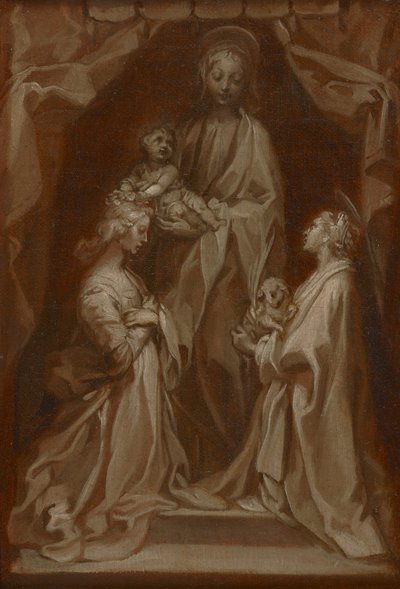 Studie for Jomfru og Barn med de hellige Cecilia og Agnes af Francesco Vanni