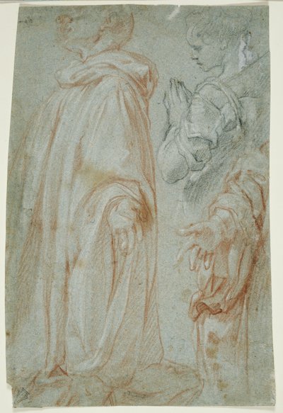 Tre studier for den opstandne Kristus tilbedt af en kvindelig hellig og San Silvestro Gozzalini, 1607 af Francesco Vanni