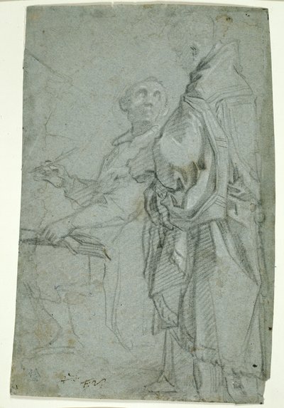 Two Ecclesiastics: Study for the Disputation on the Holy Sacrament, 1606-10 af Francesco Vanni