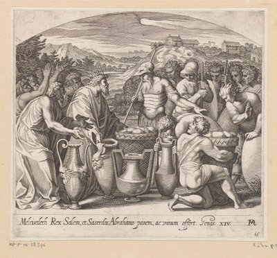 Abrahams møde med Melkisedek Malerier i Raphaels Loggia (serietitel) La Sacra Genesi (serietitel) af Francesco Villamena