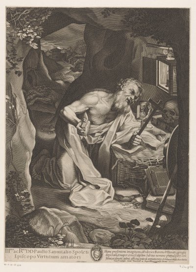 Sankt Hieronymus i ørkenen af Francesco Villamena