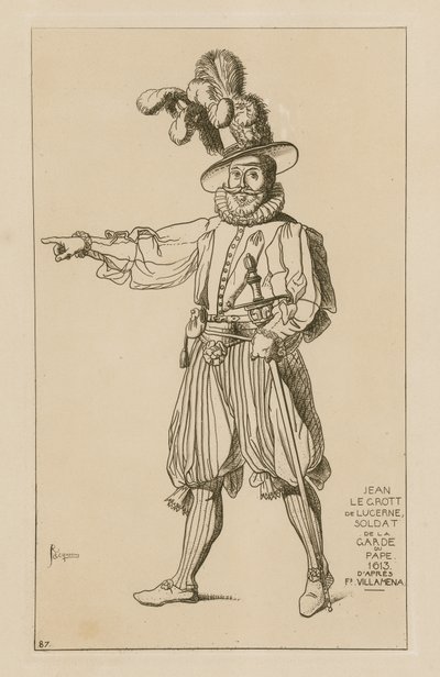 Jean le Grott af Luzern, pavens garde, 1613 af Francesco Villamena
