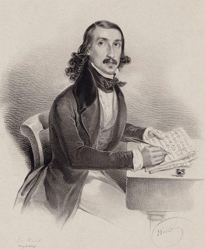 Portræt af sangeren og komponisten Giacinto Marras 1810-1883, 1840. af Francesco Wenzel