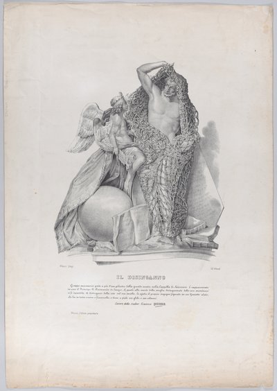 Prins Raimondo di Sangro løsner sig fra nettet af verdslige bekymringer med ..., ca. 1840-50. af Francesco Wenzel
