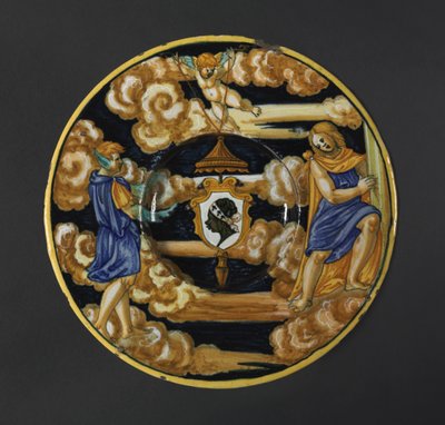 Tallerken med Pucci-familiens våben, 1532. af Francesco Xanto Avelli
