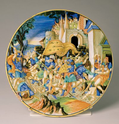 Tallerken med slaget ved Roncevaux af Francesco Xanto Avelli