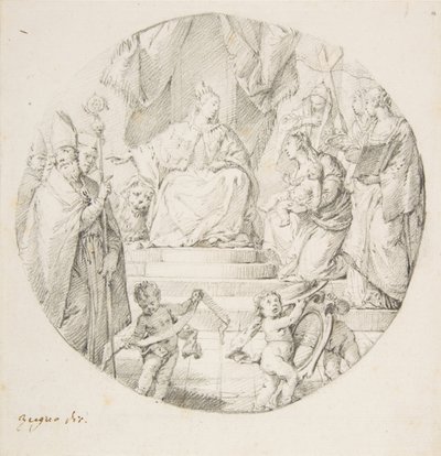 Adel præsenterer et spædbarn til Venedig, 1709-87. af Francesco Zugno