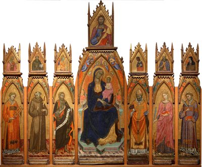 Madonna og barn. Kristus og de hellige af Francesco dAntonio da Ancona