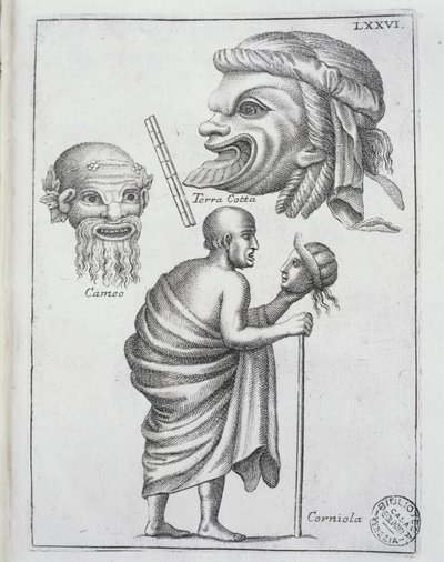Masker brugt til klassiske dramaer i det gamle Rom ... af Francesco de Ficonori