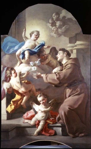 Sankt Antonius af Padua (en af et par, panel) af Francesco de Mura