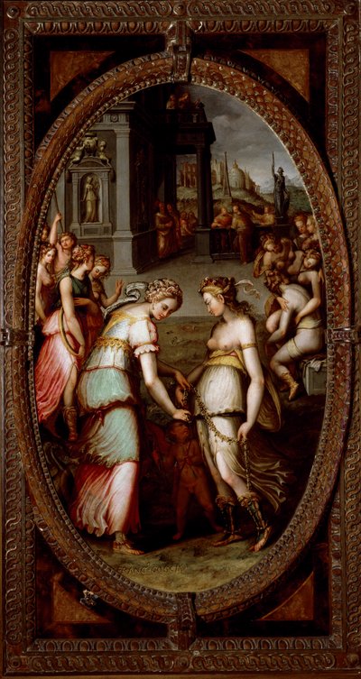 Juno låner Venus bælte (maleri af Francesco del Coscia