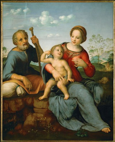 Den hellige familie (poppeltræ) af Francesco di Cristofano Franciabigio