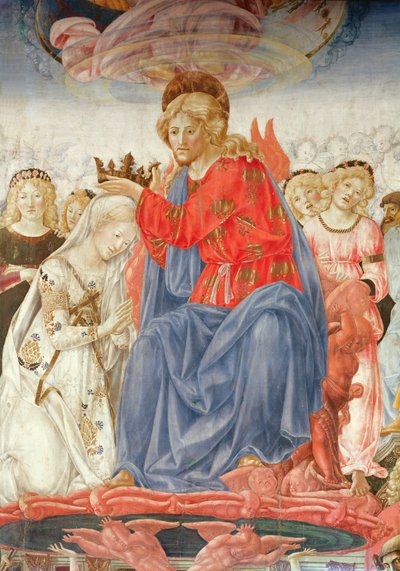 Detalje af Jomfruens kroning (olie på panel) af Francesco di Giorgio Martini