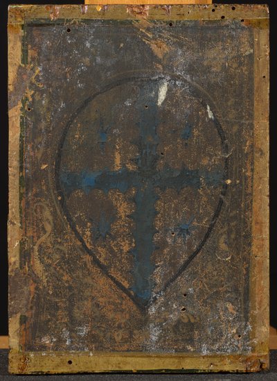 Verso af Bebudelsesdiptykon med kors med stjerner omgivet af en mandorla af Francesco di Stefano Pesellino