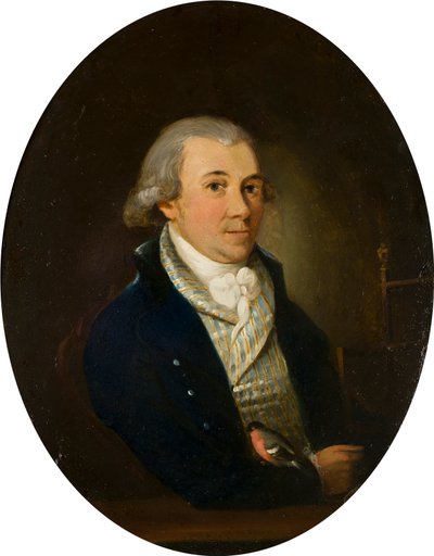 Portræt af en herre med en bullfinch, ca. 1794-1872 (olie og kobber på panel) af Francis (attr. to) Alleyne