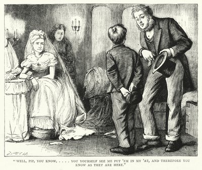 Illustration til store forventninger af Charles Dickens (gravering) af Francis Arthur Fraser