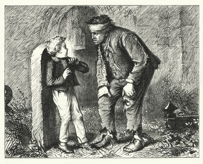 Illustration til store forventninger af Charles Dickens (gravering) af Francis Arthur Fraser