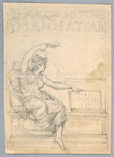 Design til forsiden af Manhattan Illustrated Monthly Magazine af Francis Augustus Lathrop