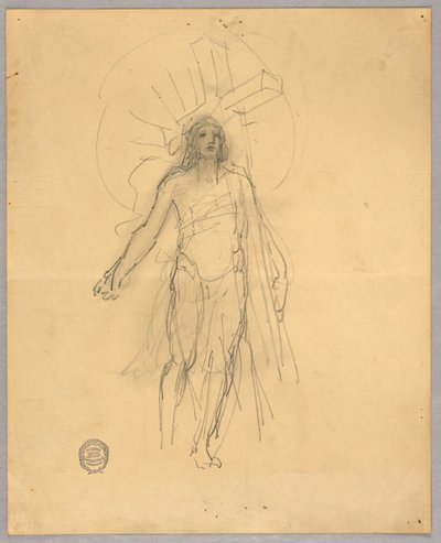 Skitse til Central Figur i Himmelfart af Francis Augustus Lathrop