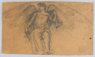 Skitse af engel med blomster af Francis Augustus Lathrop