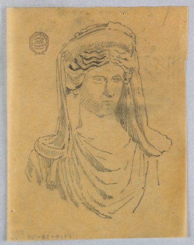 Skitse af buste af en kvinde af Francis Augustus Lathrop