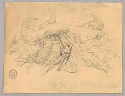 Skitse af figurer, der bærer et kors af Francis Augustus Lathrop