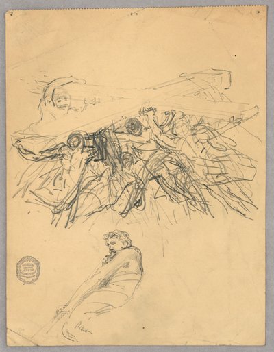 Skitse af figurer, der bærer et kors af Francis Augustus Lathrop